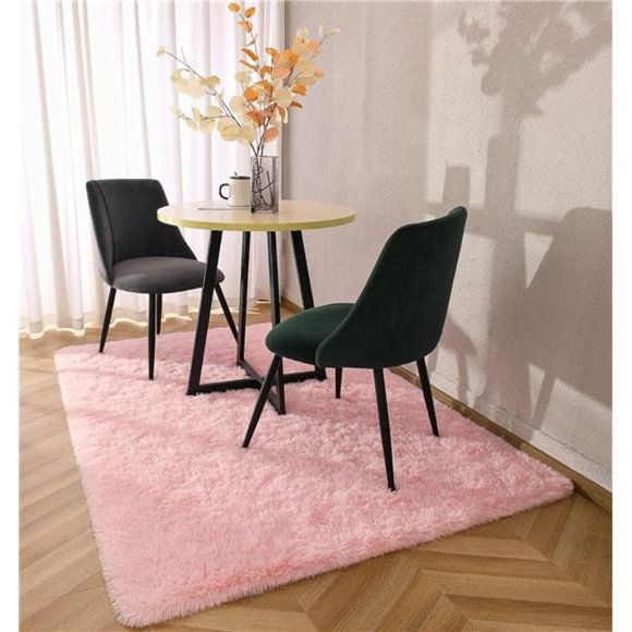 Baby Pink Area Rug for Bedroom Living Room Carpet Home Decor,Upgraded 4x5.9 Cute - Picture 5 of 6